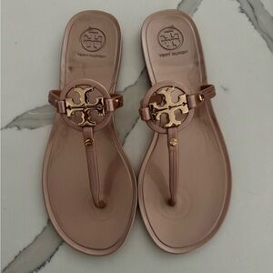 Tory Burch Rose Pink Jelly Logo Thong Sandals NWB
